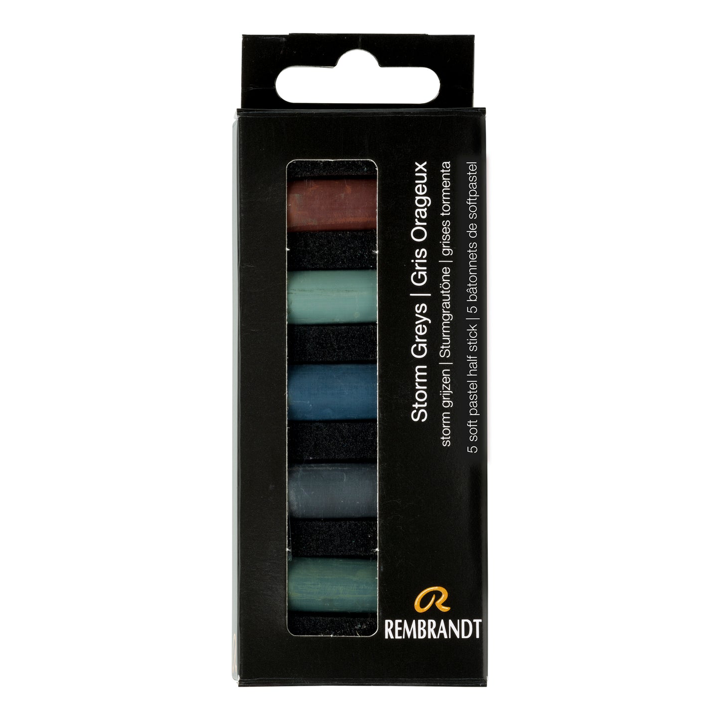 Black Rembrandt Pastels,  Storm Greys, 5 Piece Set Pastels & Charcoal