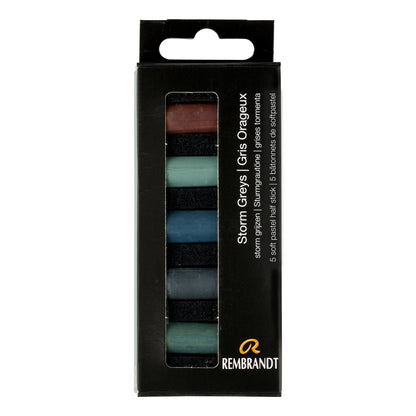 Black Rembrandt Pastels,  Storm Greys, 5 Piece Set Pastels & Charcoal