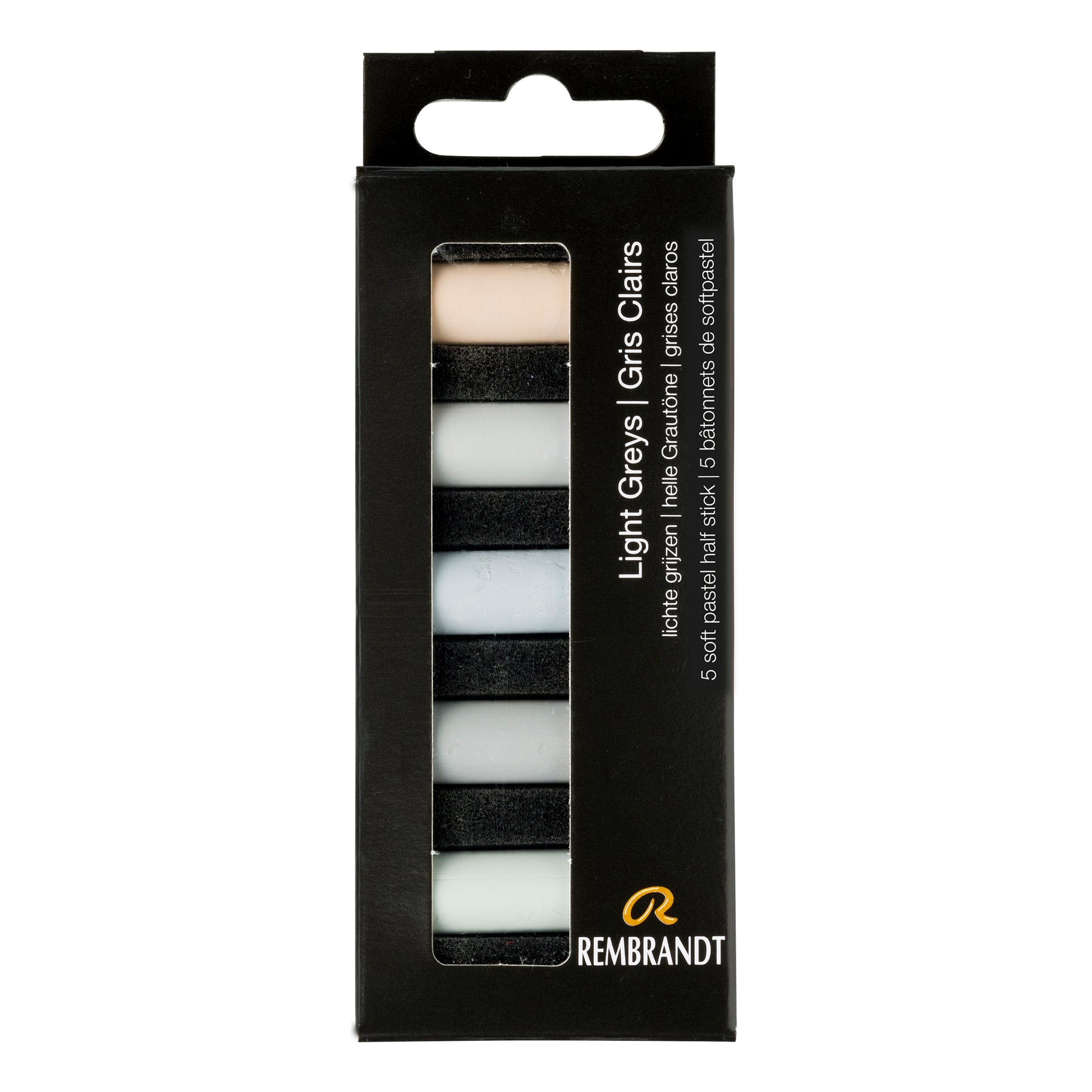 Black Rembrandt Pastels,  Light Greys, 5 Piece Set Pastels & Charcoal