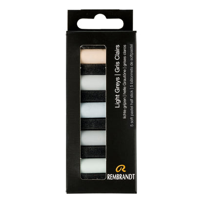 Black Rembrandt Pastels,  Light Greys, 5 Piece Set Pastels & Charcoal