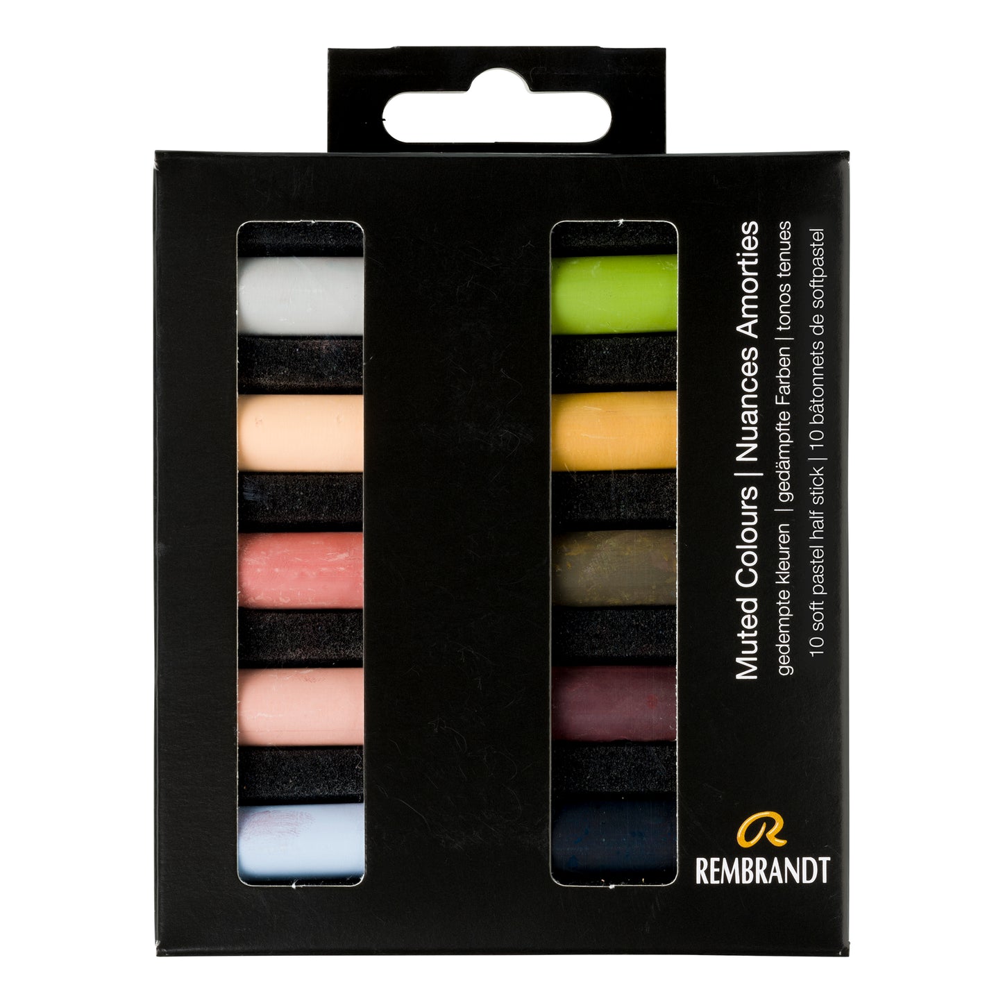 Black Rembrandt Pastels,  Muted Colours, 10 piece set Pastels & Charcoal