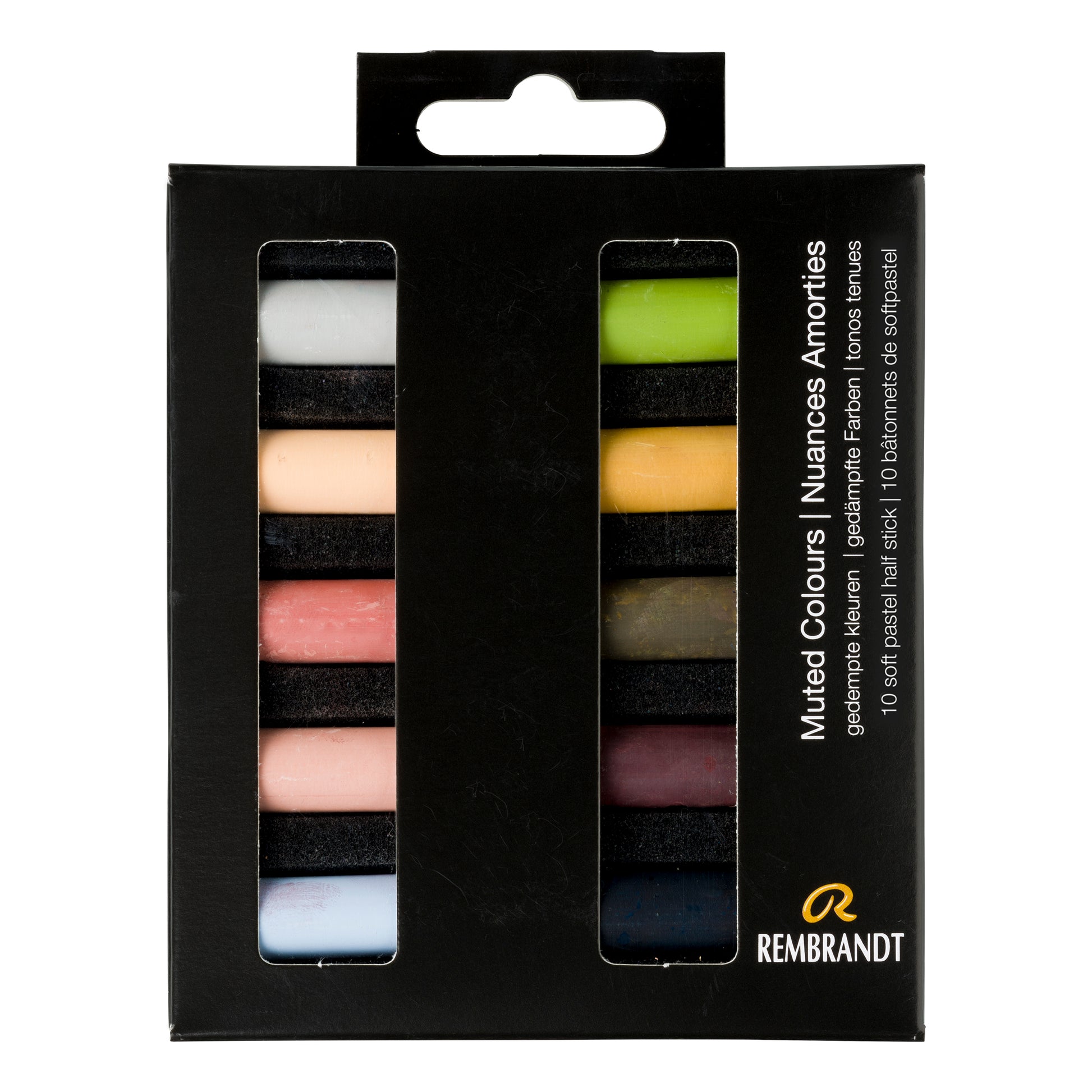 Black Rembrandt Pastels,  Muted Colours, 10 piece set Pastels & Charcoal