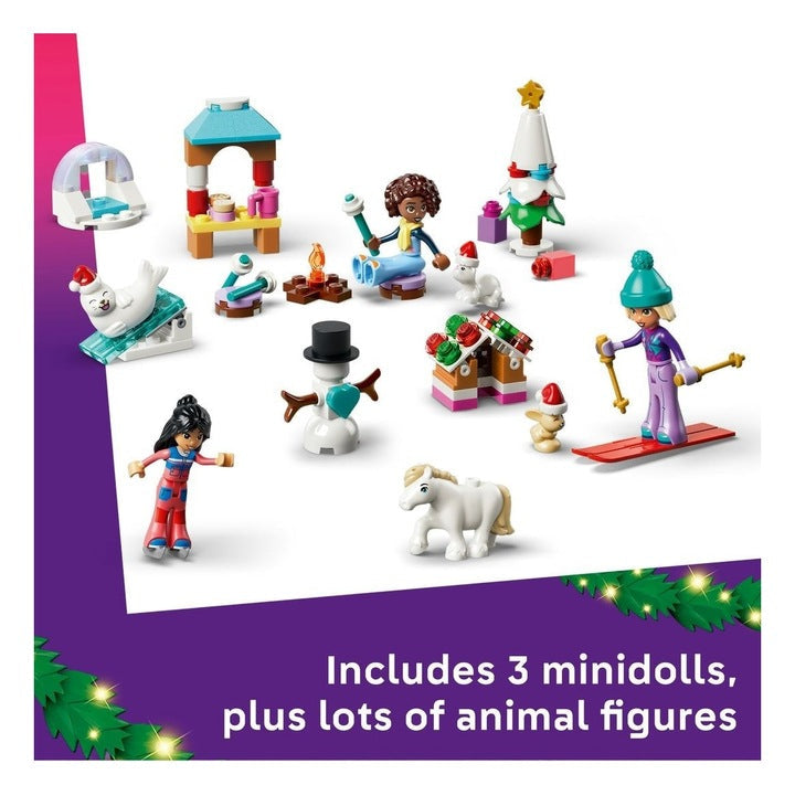 LEGO Friends advent calendar contents: minidolls, animal figures, and building parts