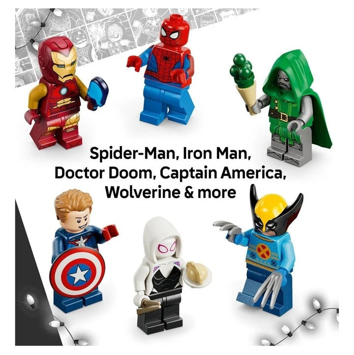 LEGO Marvel advent calendar minifigures: Spider-Man, Iron Man, Doctor Doom, and more