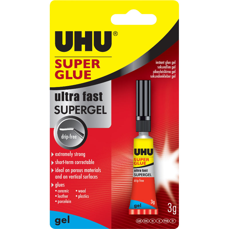 Yellow UHU Superglue Ultra Fast SuperGel, 3ml Glues