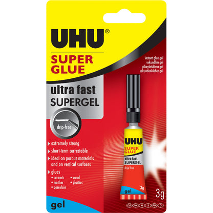 Yellow UHU Superglue Ultra Fast SuperGel, 3ml Glues