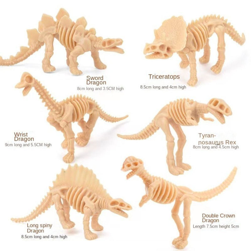 Tan Dinosaur Skeleton Set 6pc Dinosaur Toys