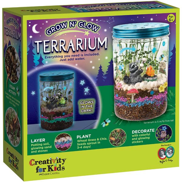 White Smoke Faber Castell Creativity for Kids Grow and Glow Terrarium Kit Kids Craft Kits