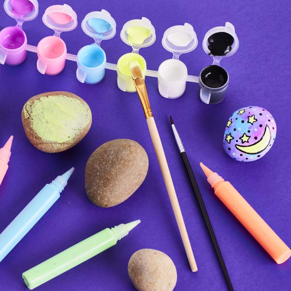 Slate Blue Faber Castell Creativity for Kids Glow in the Dark Rock Painting Kit Kids Craft Kits
