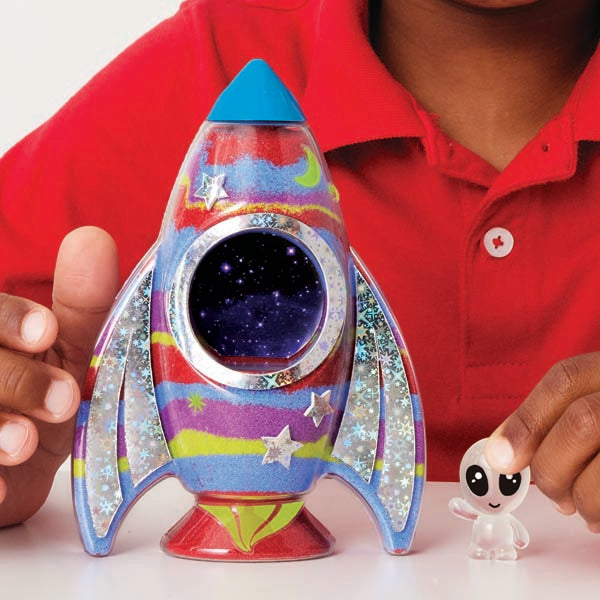 Red Faber Castell Creativity for Kids Glow in the Dark Sand Art Rocket Kit Kids Craft Kits