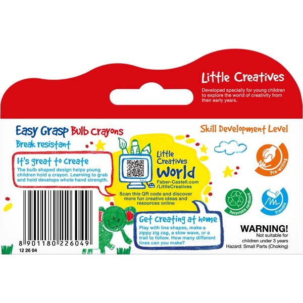 White Smoke Faber Castell Little Creatives Easy Grasp Bulb Crayons, Assorted Colours - 4 Pack Kids Crayons