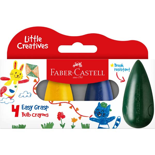White Smoke Faber Castell Little Creatives Easy Grasp Bulb Crayons, Assorted Colours - 4 Pack Kids Crayons
