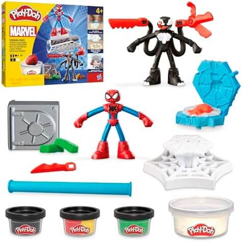 White Smoke Play-Doh Marvel Spider-Man Launch & Slice Battle Playset with 2 Action Figures Kids Clay, Dough & Modelling