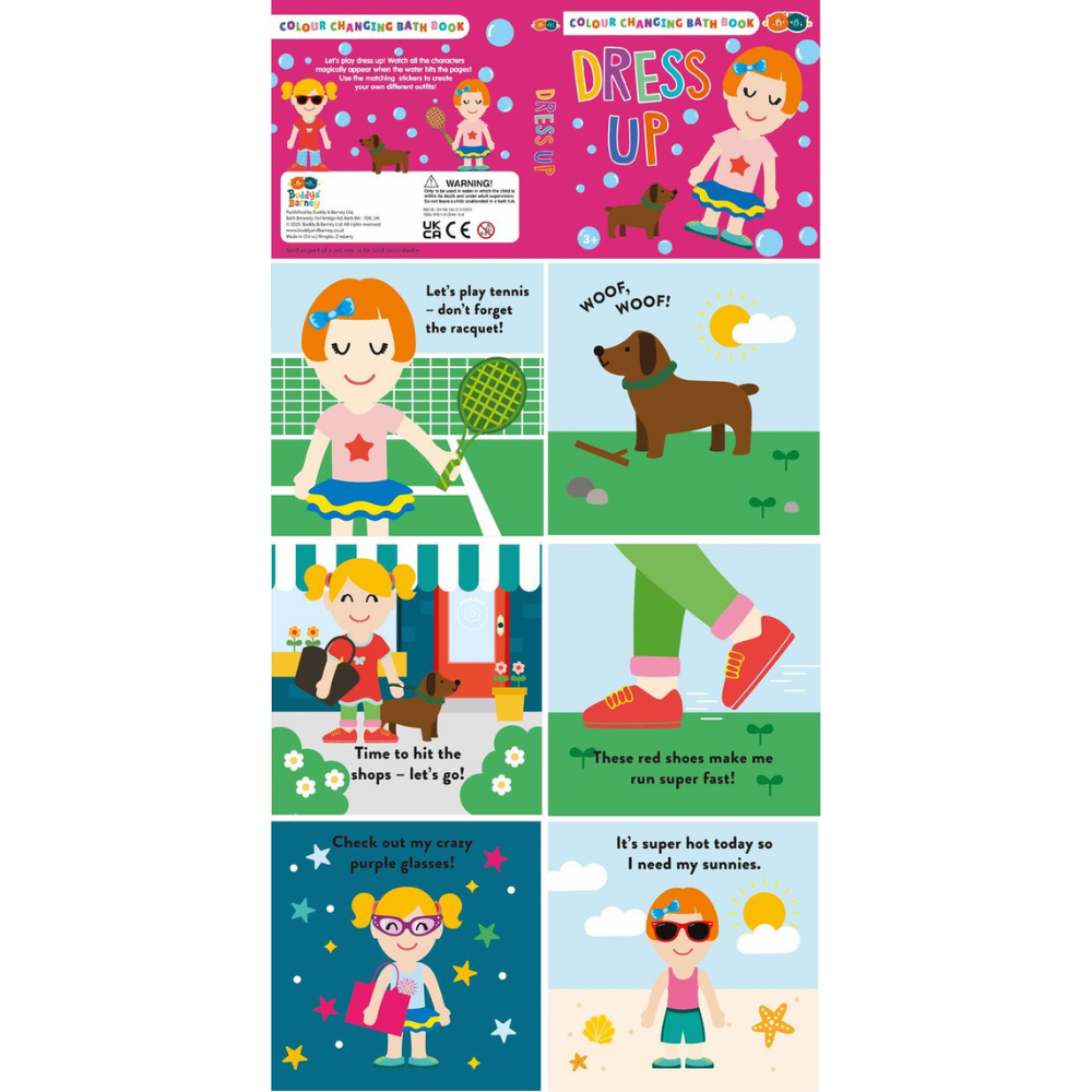 Pale Turquoise Colour Chanding Bath Book & Stickers, Dress Up Bath Time Fun