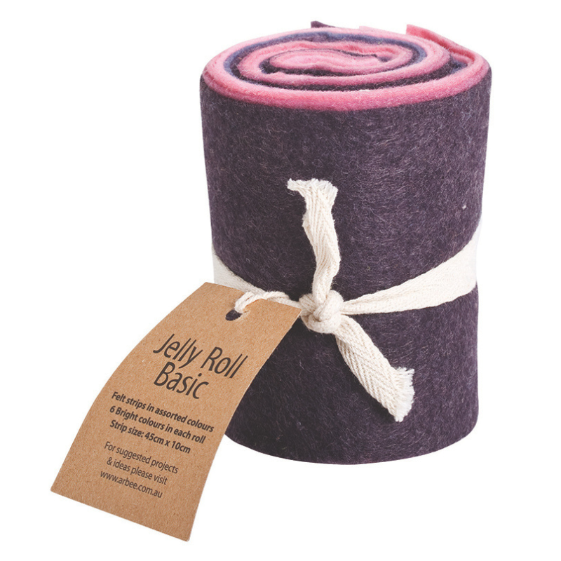 White Smoke Jelly Roll Felt Strips, Assorted Colours, 45cmx10cm, Bulk Tray 216Pk Kids Wood Craft