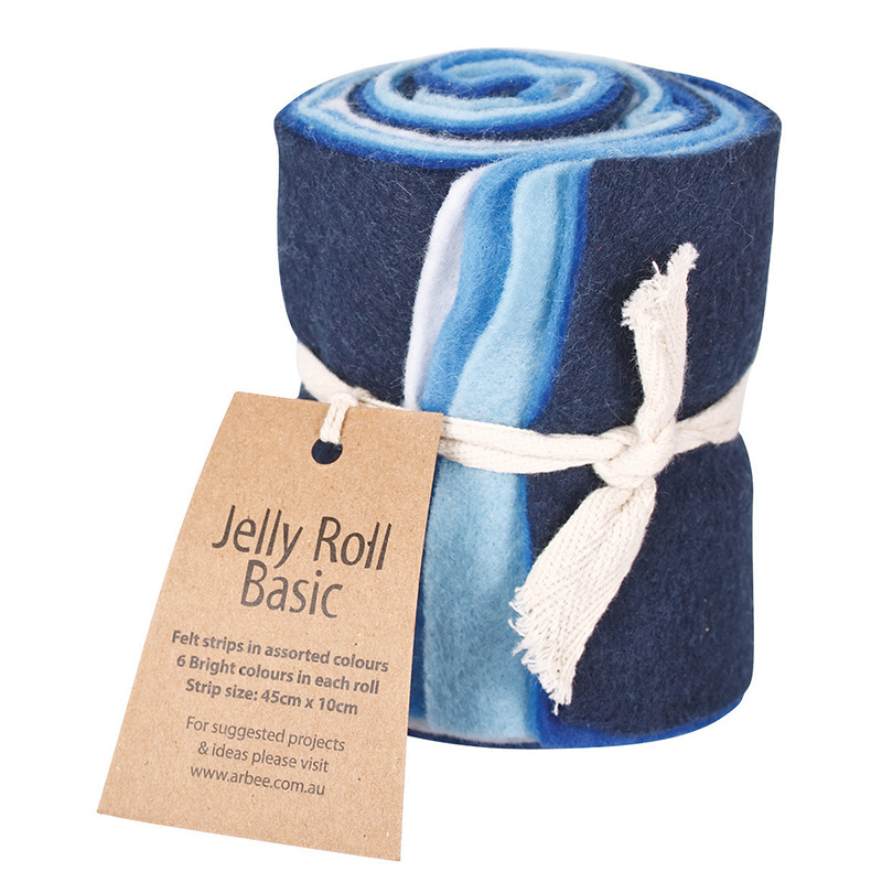 White Smoke Jelly Roll Felt Strips, Assorted Colours, 45cmx10cm, Bulk Tray 216Pk Kids Wood Craft