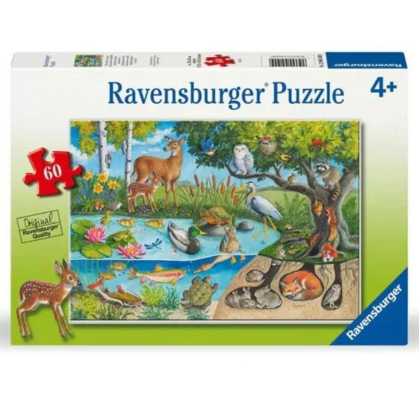 Ravensburger 60-piece jigsaw puzzle box with animals above and below water scene