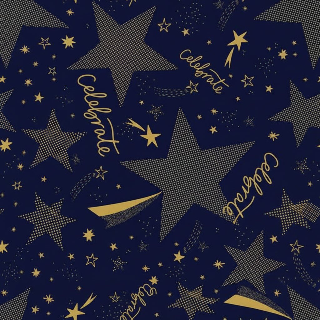 Midnight Blue Hallmark Stars Celebrate Flat Wrap 68cm x 49cm Bags & Invitation