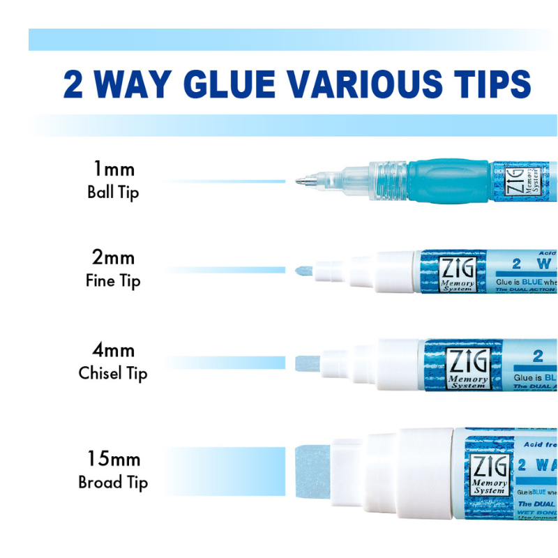 White Smoke Zig 2 Way Glue Jumbo Tip, 15mm Glues