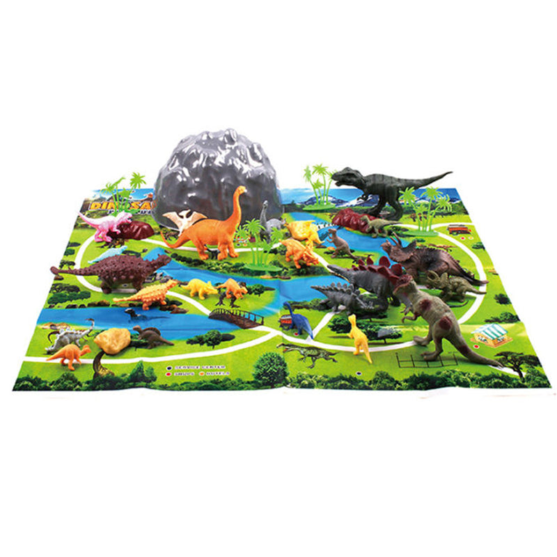 Olive Drab Dinosaur Animal World Play Set Tub 34pc Dinosaur Toys