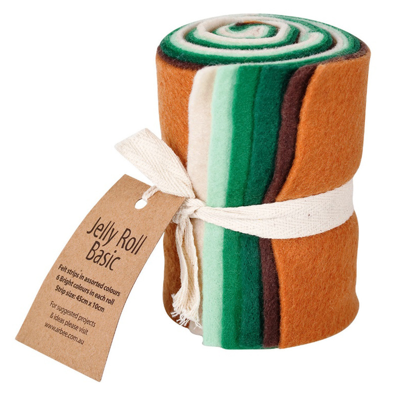 White Smoke Jelly Roll Felt Strips, Assorted Colours, 45cmx10cm, Bulk Tray 216Pk Kids Wood Craft