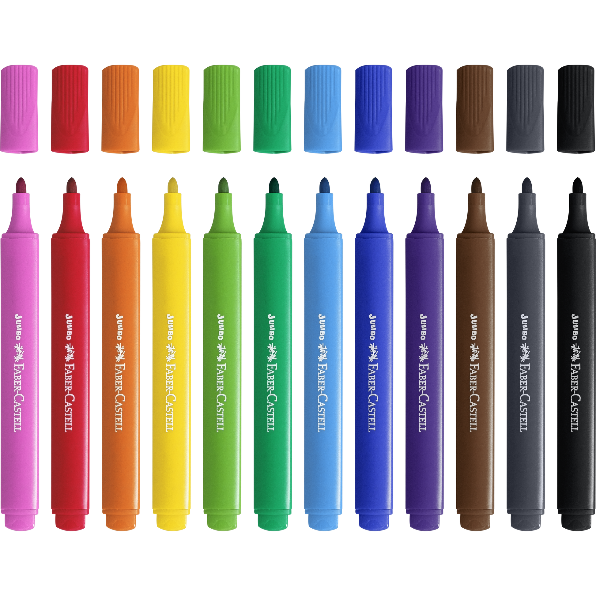Dark Salmon Faber Castell Jumbo Triangular Markers, Assorted – Pack of 12