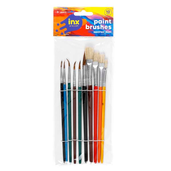 White Smoke Inx Artists Paint Brushes, 10Pk Kids Painting Supplies