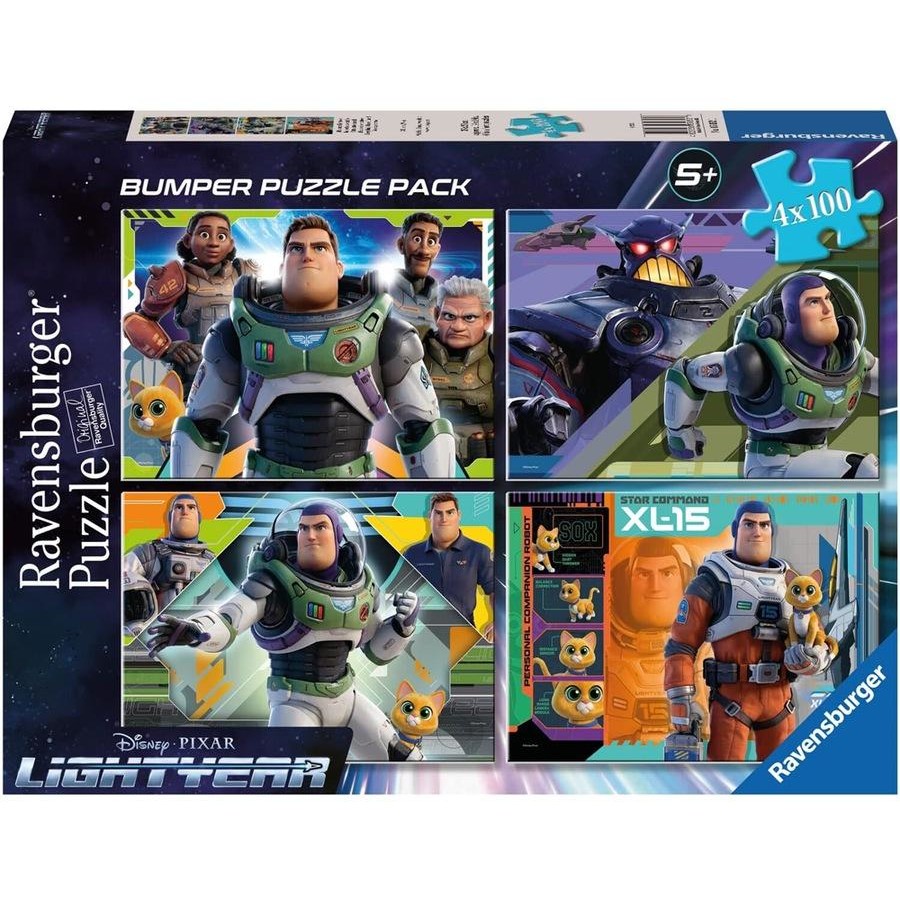 Ravensburger Disney Pixar Lightyear bumper puzzle pack, 4x100 pieces, age 5+