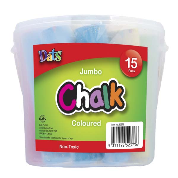 White Smoke Dats Jumbo Coloured Chalk, 15pk in Bucket Kids Activities