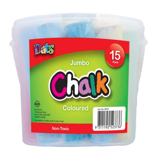 White Smoke Dats Jumbo Coloured Chalk, 15pk in Bucket Kids Activities