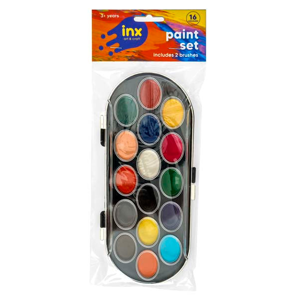 White Smoke Inx Paint Set with 2 brushes, 16 Colours Kids Painting Supplies