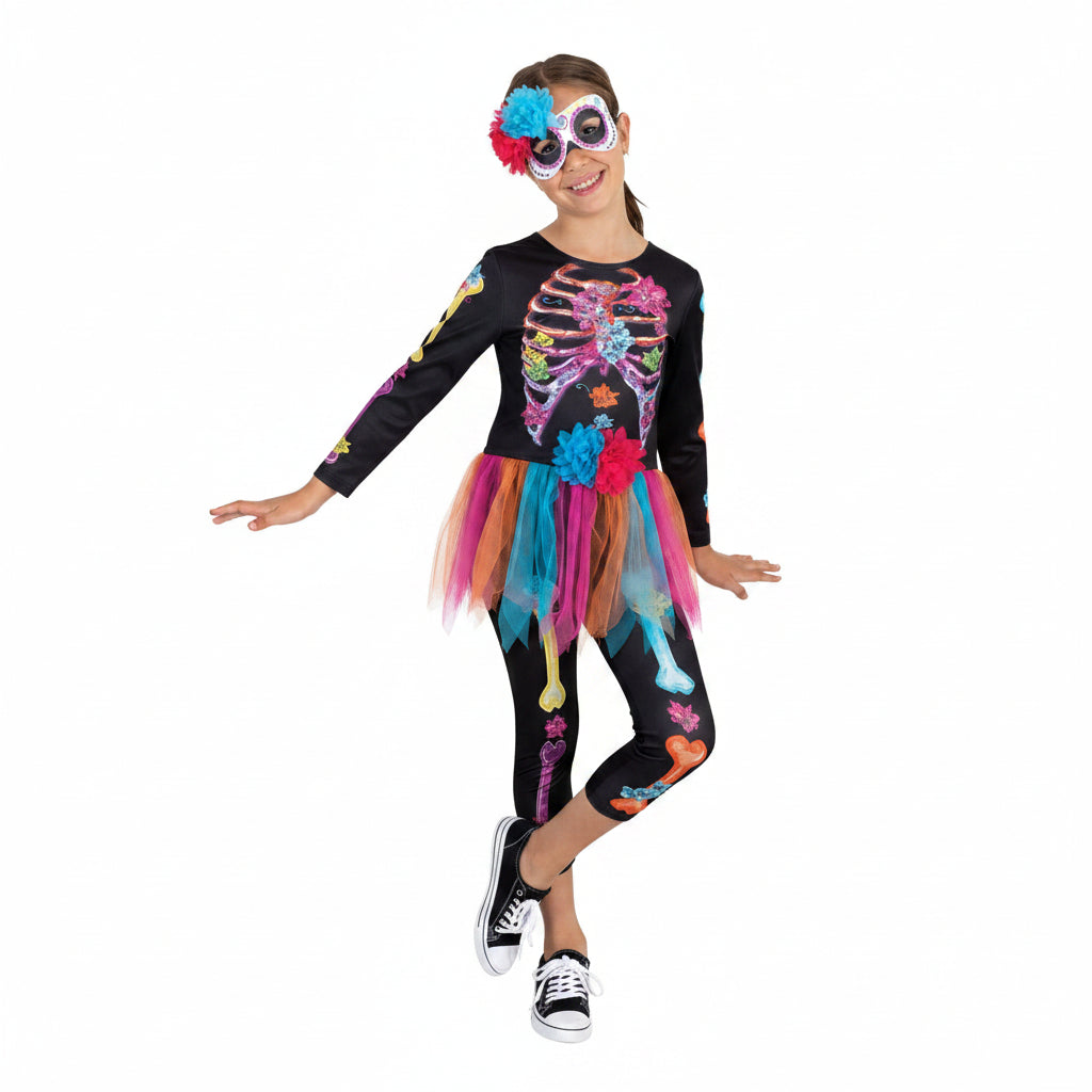 White Smoke Skeleton Girl Neon Costume Costumes
