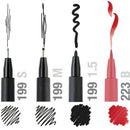 White Smoke Faber-Castell Pitt Artist Pen, Assorted Tips, Red & Black, 4Pk Pens and Markers