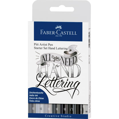 Light Gray Faber-Castell Pitt Artist Pen, Assorted Tips, Black & Grey, 9Pk Pens and Markers