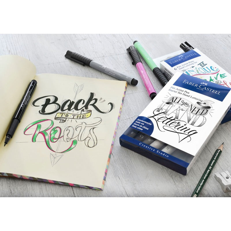 Light Gray Faber-Castell Pitt Artist Pen, Assorted Tips, Black & Grey, 9Pk Pens and Markers