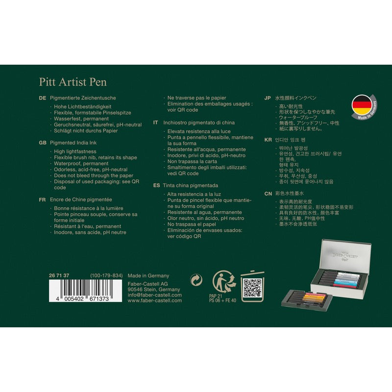 Dark Slate Gray Faber-Castell  India ink Pitt Artist Pen Set, London, 12pcs Pens and Markers