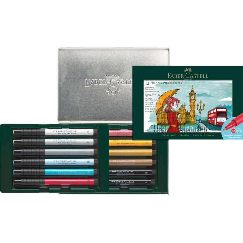 White Smoke Faber-Castell  India ink Pitt Artist Pen Set, London, 12pcs Pens and Markers