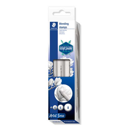 White Smoke Staedtler Design Journey Blending Stumps, Assorted Sizes, 4Pcs Pastel & Charcoal