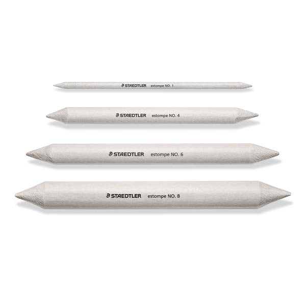 White Smoke Staedtler Design Journey Blending Stumps, Assorted Sizes, 4Pcs Pastel & Charcoal
