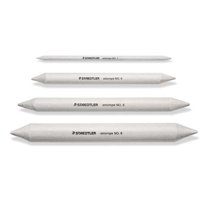 White Smoke Staedtler Design Journey Blending Stumps, Assorted Sizes, 4Pcs Pastel & Charcoal