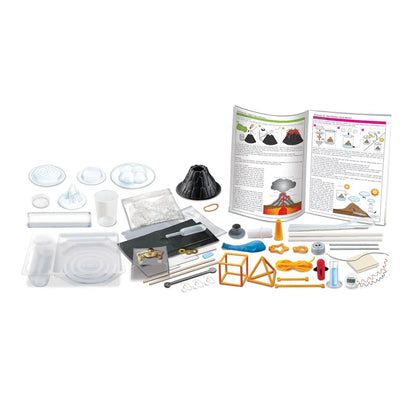 STEAM science kitchen kit components and instruction sheets in bagged pieces