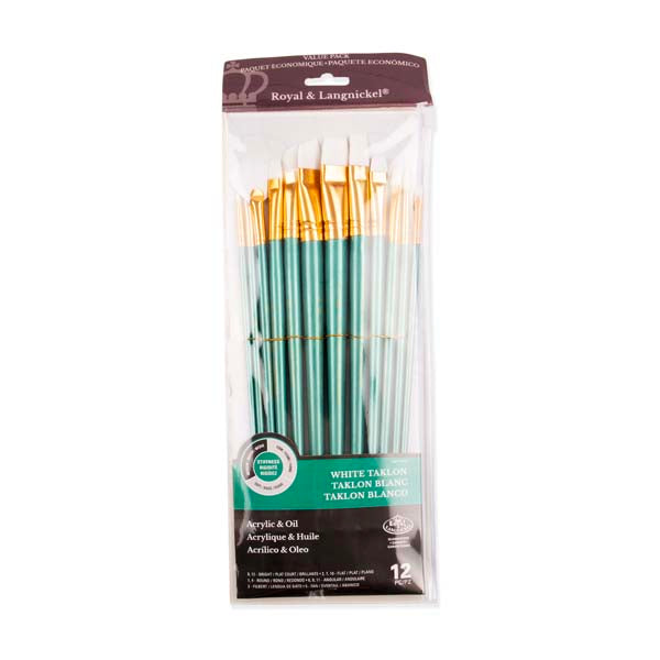Lavender Royal & Langnickel 12PC medium white Taklon Brush value pack Paint Brushes