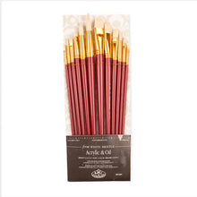 Sienna Royal & Langnickel 12PC Firm White Bristle Brush Value Pack (Brights/ Flats/ Rounds) Paint Brushes