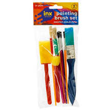 White Smoke Inx Paint Brushes, Foam & Bristle, 9pcs Kids Painting Supplies