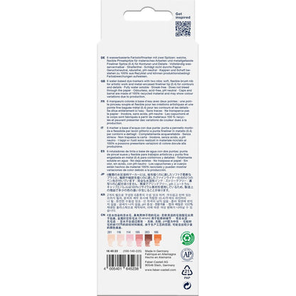 Gray Faber-Castell Goldfaber Aqua Dual Marker Set, Portrait Colours, 6Pk Pens and Markers