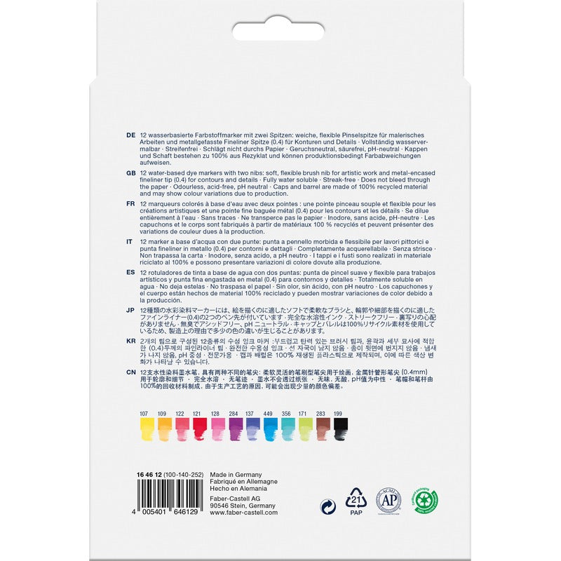 White Smoke Faber-Castell Goldfaber Aqua Dual Marker Set, 12Pk Pens and Markers