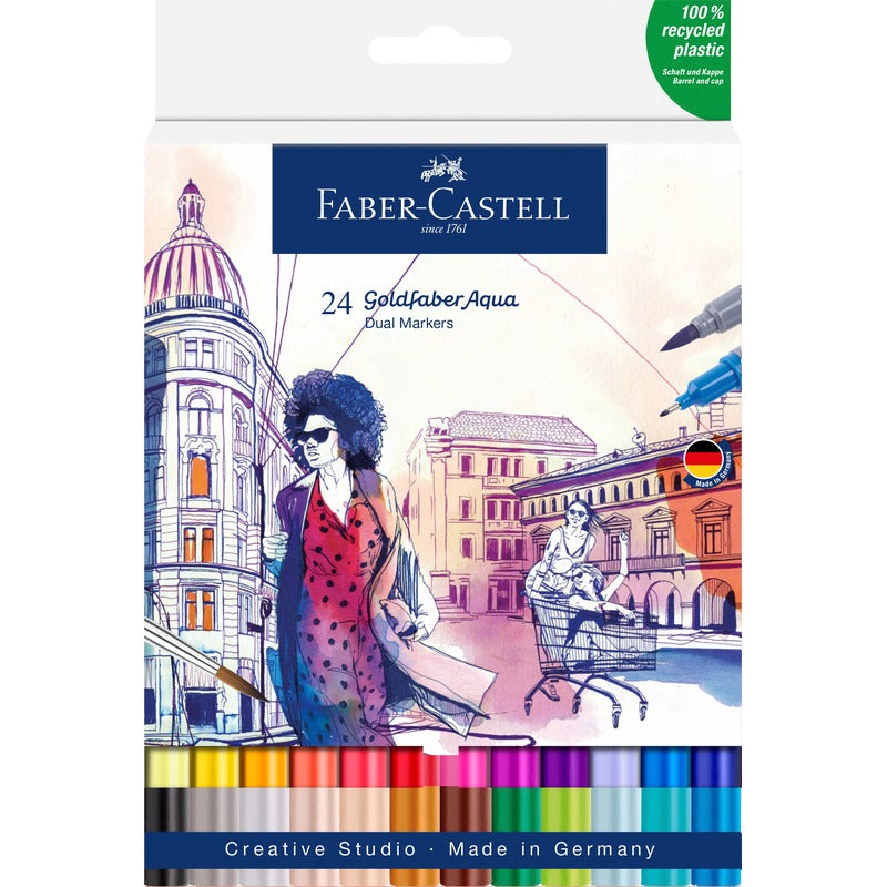 White Smoke Faber-Castell Goldfaber Aqua Dual Marker Set, 24Pk Pens and Markers