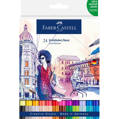 White Smoke Faber-Castell Goldfaber Aqua Dual Marker Set, 24Pk Pens and Markers