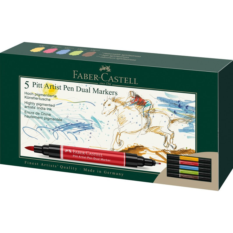 White Smoke Faber-Castell Pitt Artist Pen, Dual Marker, 5Pcs Pens and Markers