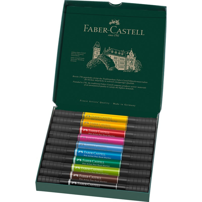 Dark Slate Gray Faber-Castell Pitt Artist Pen, Dual Marker, 10Pcs Pens and Markers